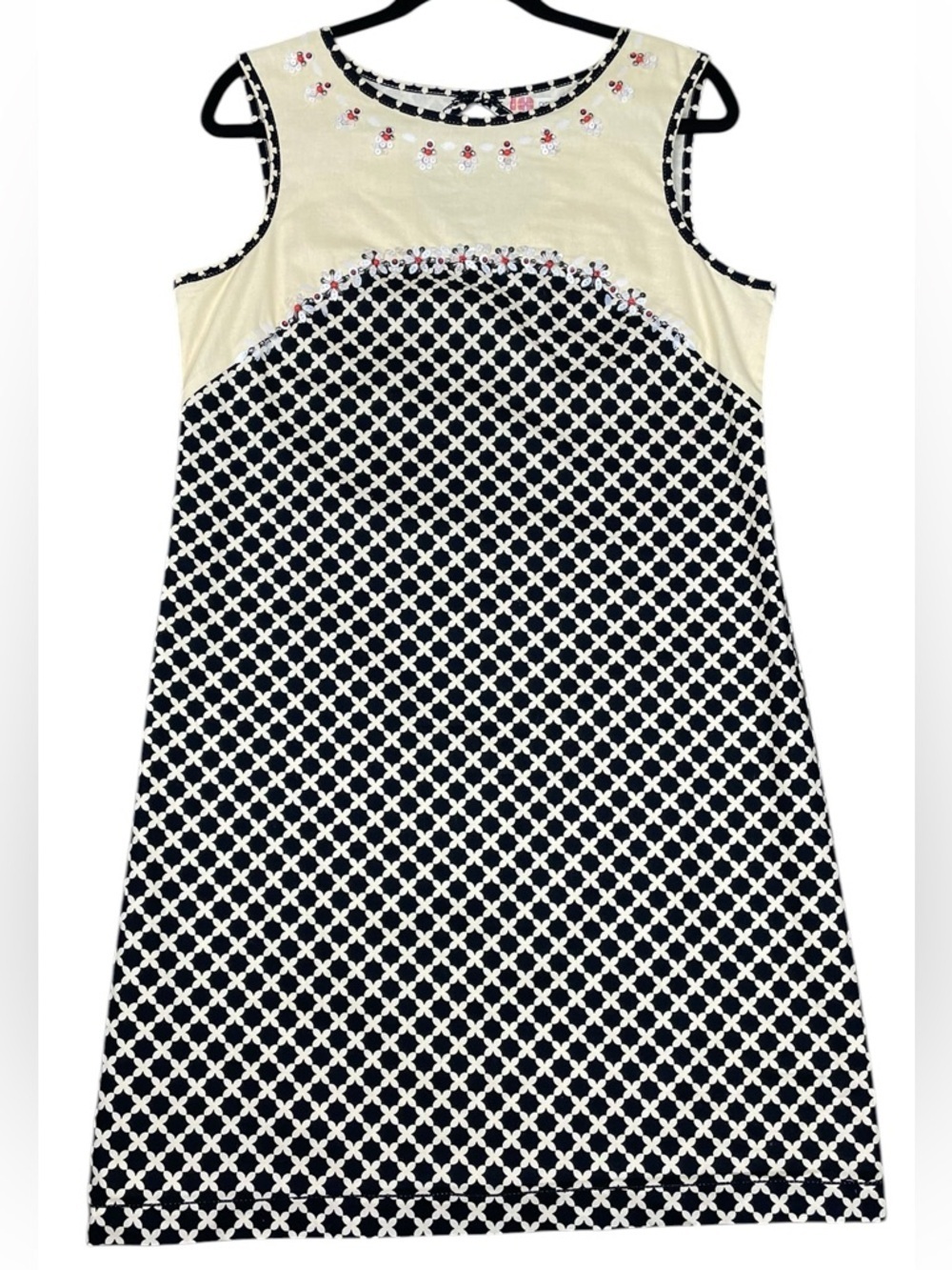 Chelsea & Violet Beaded Geometric Floral Preppy Stylish Versatile Sheath Dress L